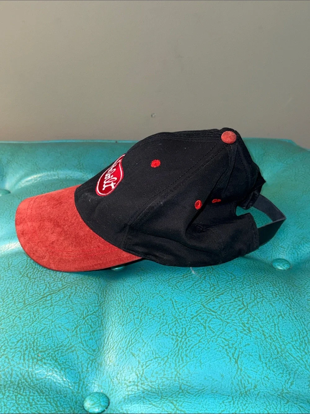 Peterbilt red and black trucker cap hat adjustable back